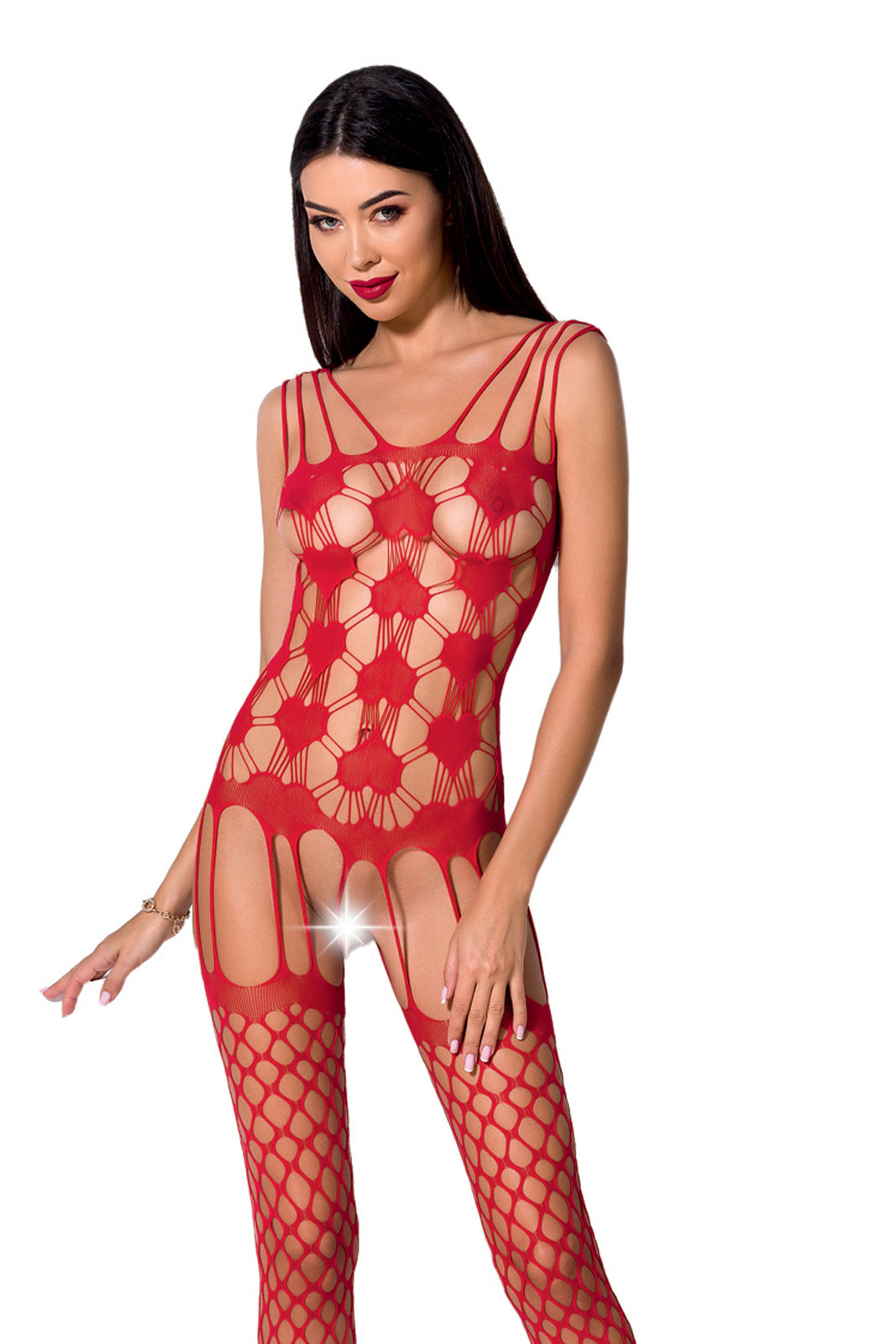 Ladies Sexy Patterned  Body Stocking w/ Garters Crotchless Made In Italy