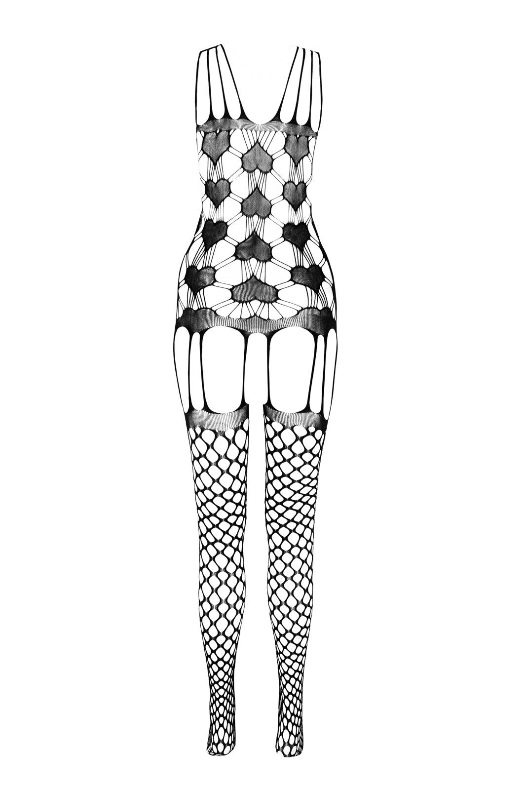 Ladies Sexy Patterned  Body Stocking w/ Garters Crotchless Made In Italy