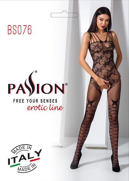 Ladies Sexy Patterned Body Stocking Crotchless Made in Italy