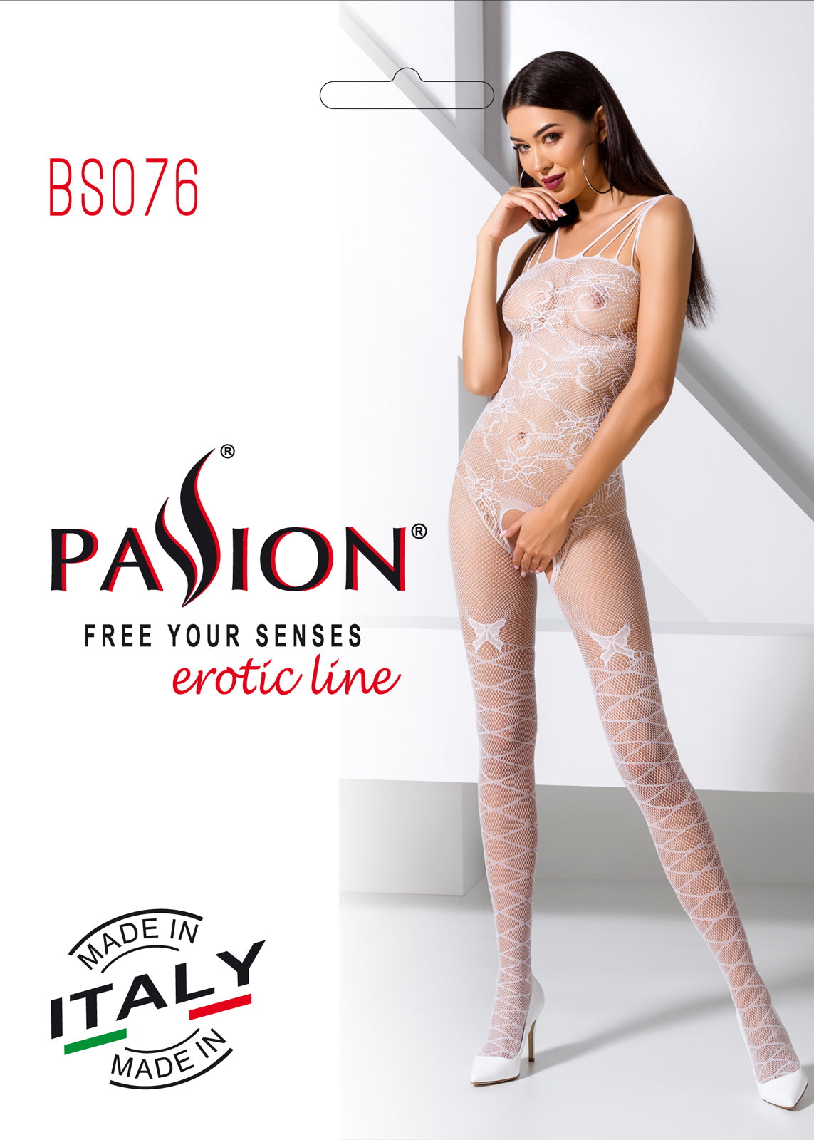 Ladies Sexy Patterned Body Stocking Crotchless Made in Italy