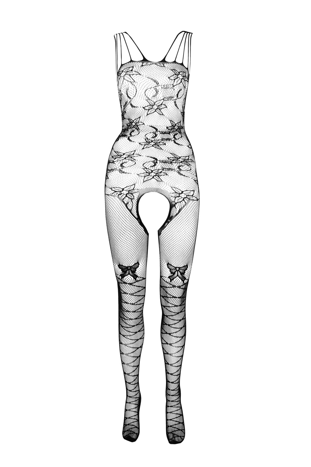 Ladies Sexy Patterned Body Stocking Crotchless Made in Italy