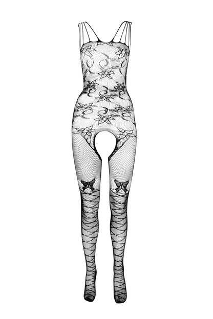 Ladies Sexy Patterned Body Stocking Crotchless Made in Italy