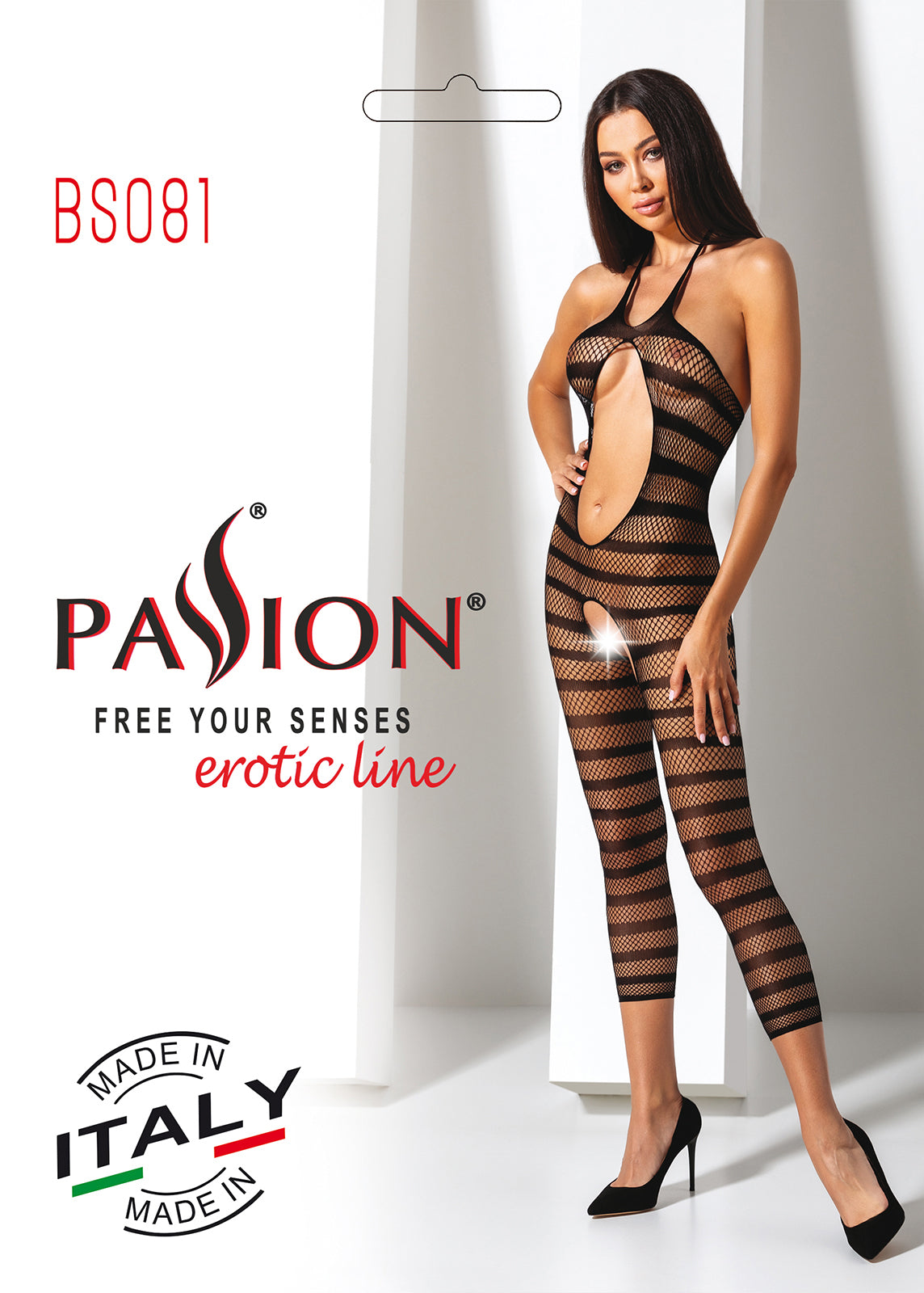 Ladies Sexy Sheer Halter Open Keyhole Front Crotchless Catsuit MADE IN ITALY