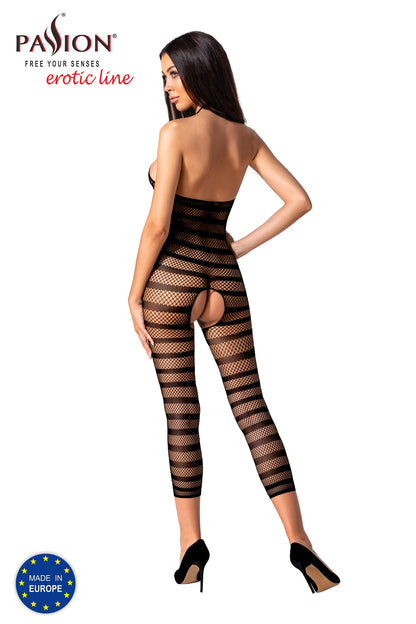 Ladies Sexy Sheer Halter Open Keyhole Front Crotchless Catsuit MADE IN ITALY