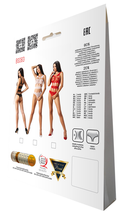 Ladies Sexy Pattern Teddy Open Mesh  Bodysuit Crotchless Made In Italy