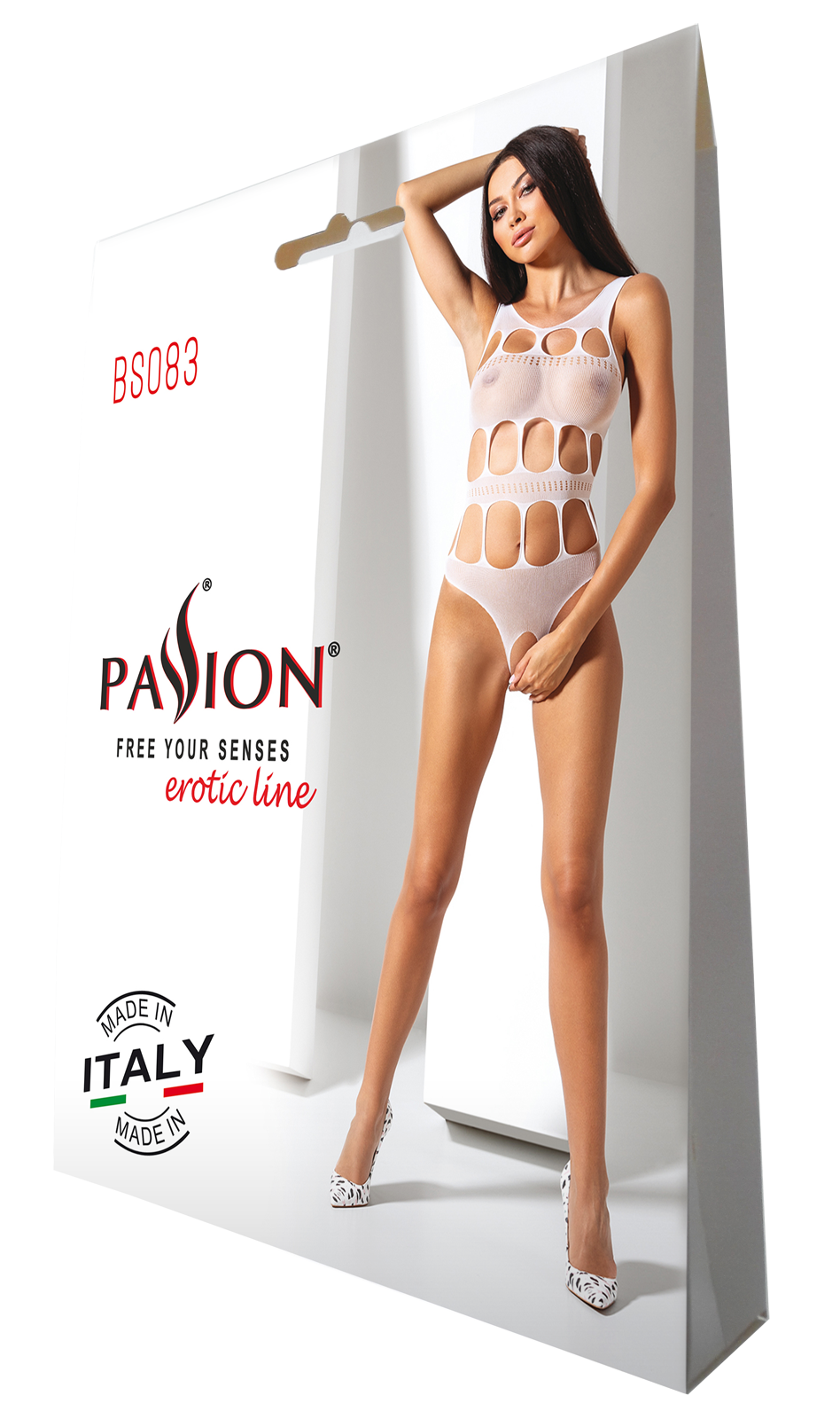 Ladies Sexy Pattern Teddy Open Mesh  Bodysuit Crotchless Made In Italy