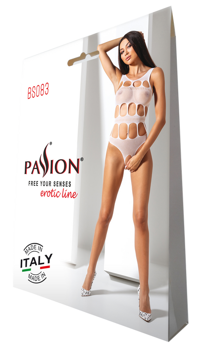 Ladies Sexy Pattern Teddy Open Mesh  Bodysuit Crotchless Made In Italy