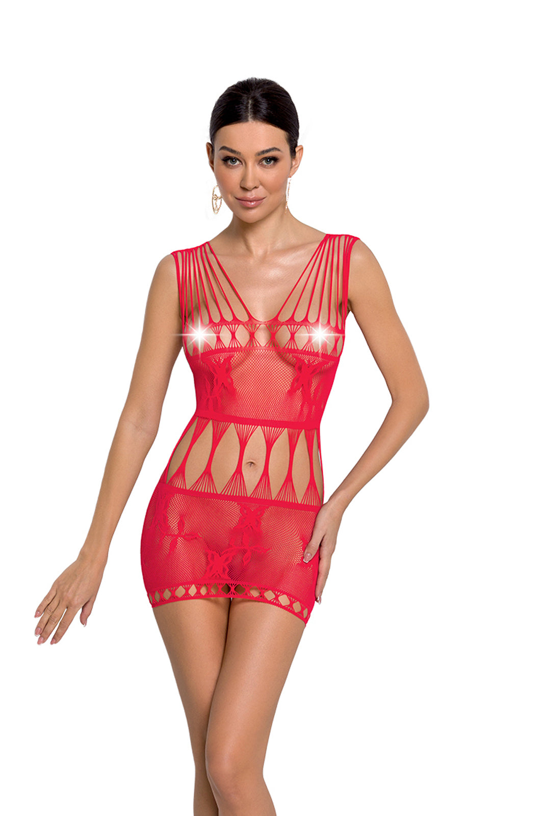 Ladies Sexy Mesh Patterned Body Stocking  Dress Made In Italy