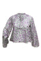 Ladies Ditsy Purple Floral  Gauze Printed Baby Button Aline Long Sleeve Top