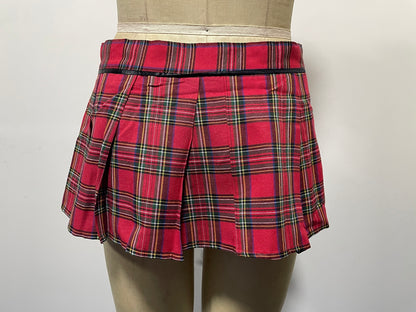 Ladies Sexy Cosplay School Girl Plaid Skirt, Tie and Off Shoulder Top Set 3 pieces