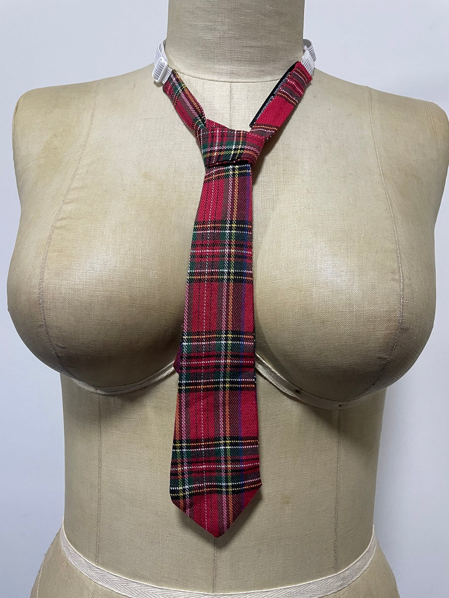 Ladies Sexy Cosplay School Girl Plaid Skirt, Tie and Off Shoulder Top Set 3 pieces