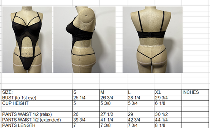 Ladies Blk Sexy Bustier with Garters & Matching Panty