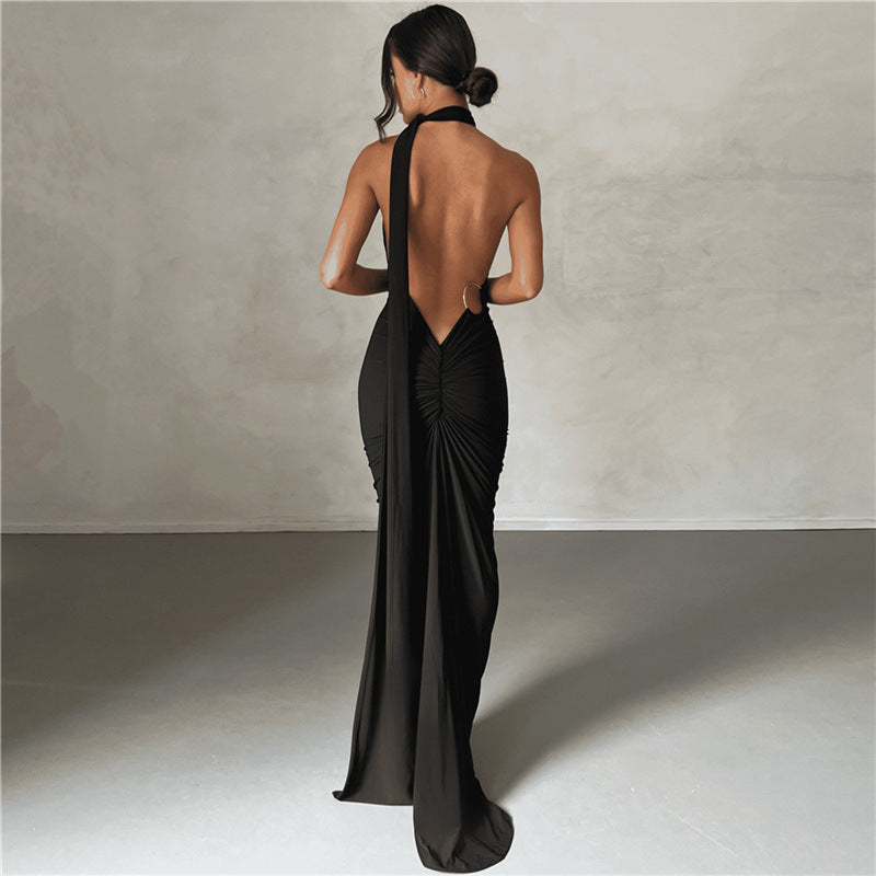 Sexy Backless Halter Sheath Slim Fit Evening Dress Dress for Women