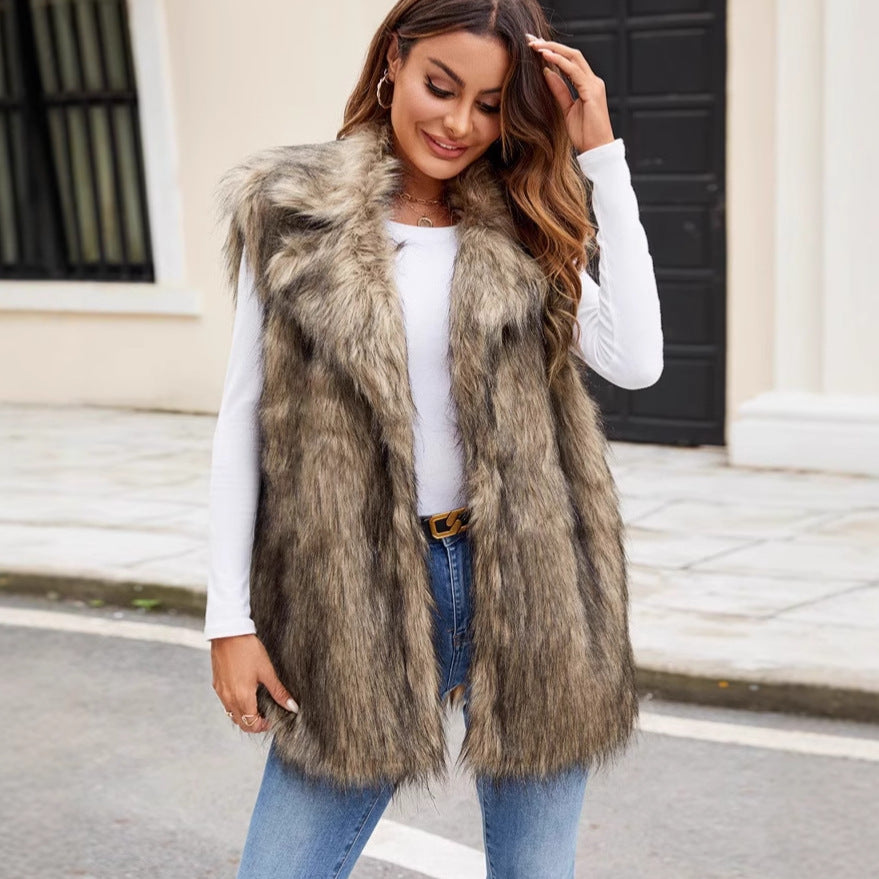 Ladies Faux Fur  Vest  Long