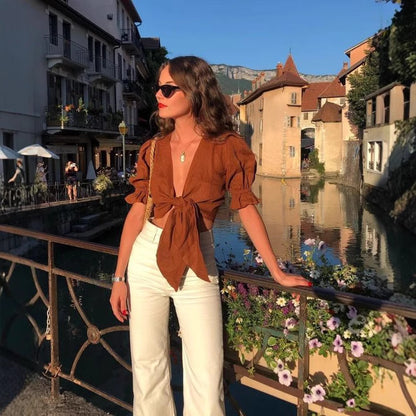 Short Sleeved Shirt Copper Cardigan Short Top Shirt