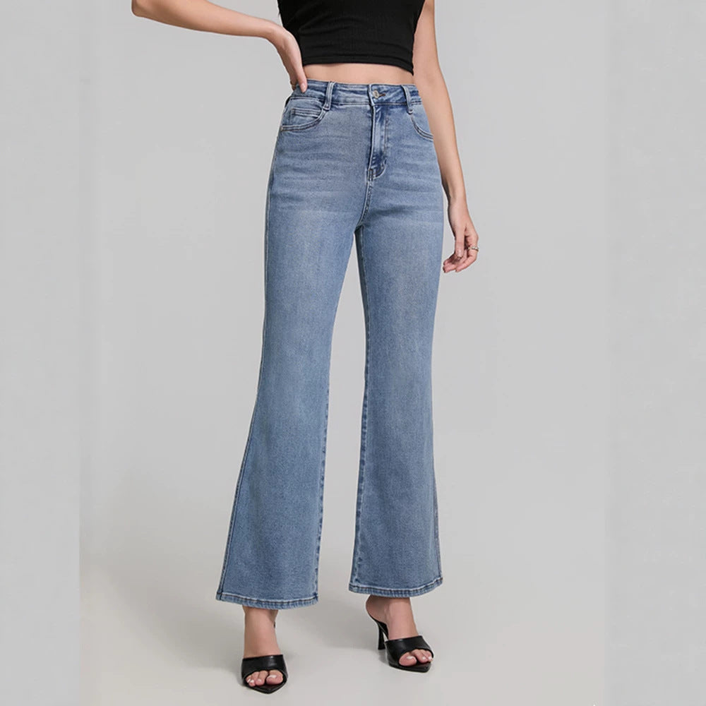 Fashionable All Match High Elastic Blue Jeans for Women Summer Slimming High Rise Women Casual Pants