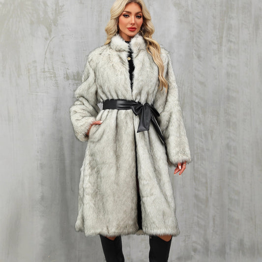 Long Faux Fur Coat Thickened Coat Faux Fur