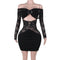 Autumn Elegant Sexy off Shoulder Hollow Out Cutout Ring Sexy Dress Women