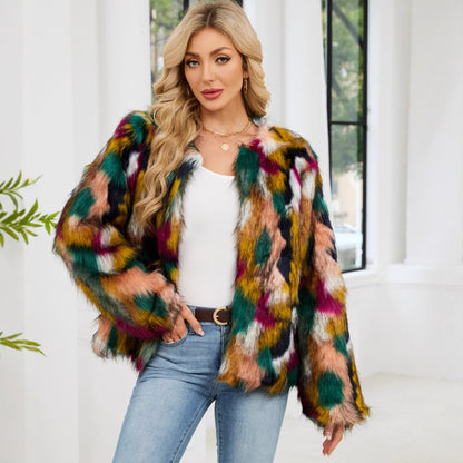 Faux Fur Coat Colorful Fashion