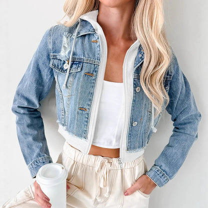 Cut Women Fall Outfit Trend Loose Denim Jacket