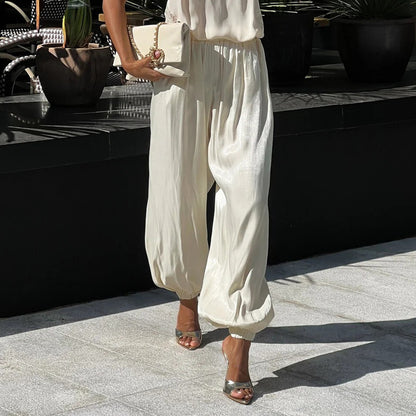 Low Waist Ankle Tied Bloomer Draped Pants