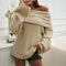 Women Top Autumn Winter Loose Solid Color Pullover Long Sleeve Sweater