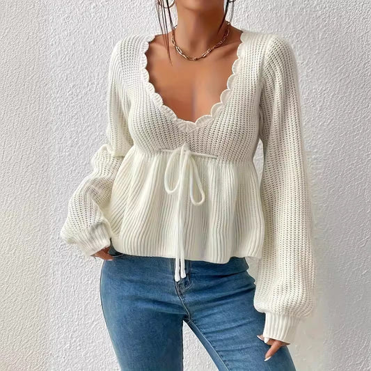 Winter Sexy Large V neck Pullover Knitted Sweater