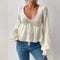 Autumn Winter Sexy Large V neck Pullover Knitted Sweater