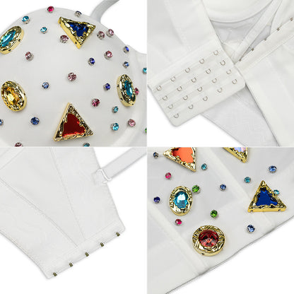 Retro Geometric Abstract Gem Multi Gems Bustier 80's