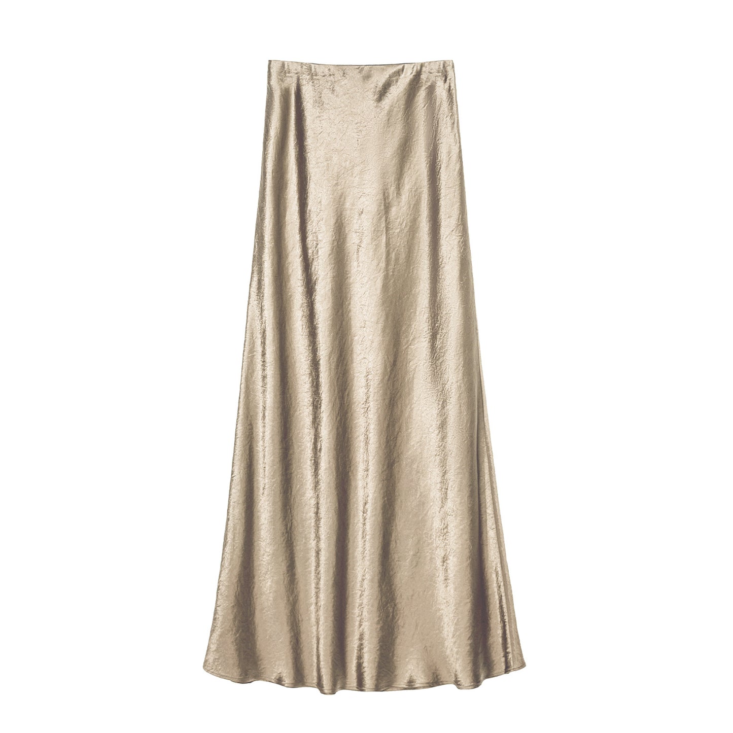 Satin Skirt High Waist Elastic Pattern Long Skirt