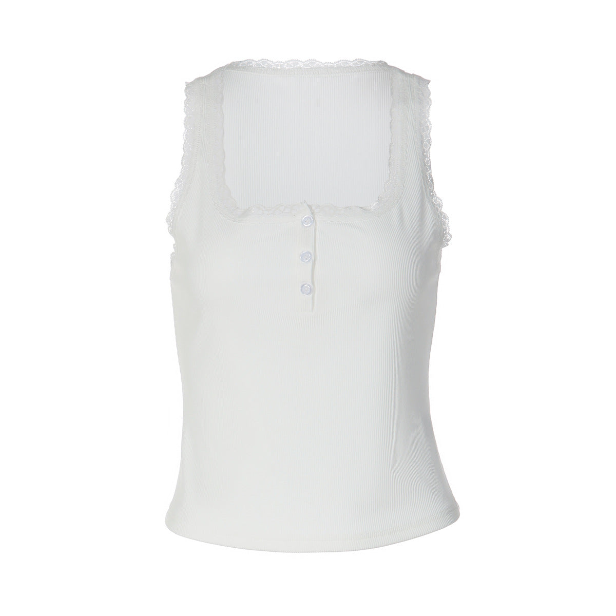 Sexy Ribbed Tank with Lace trim Y2K