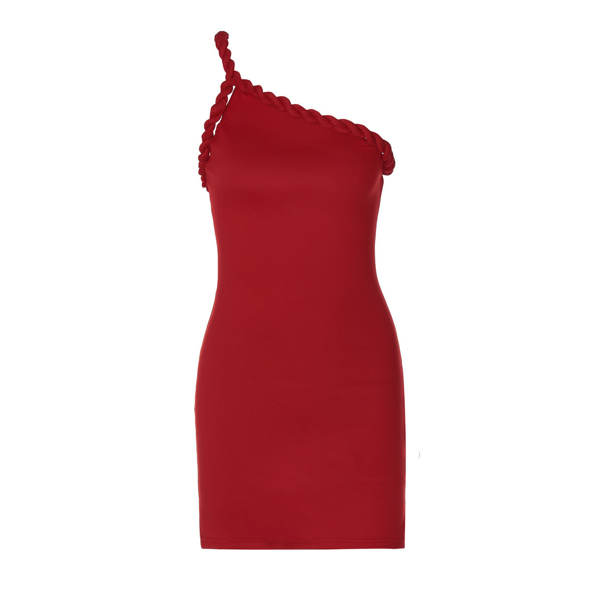 Sexy Backless Pleated One Shoulder Twist Hip Bag Dress Women