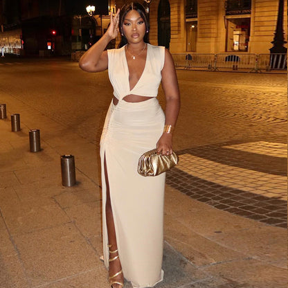 Sexy Women  Oblique V neck off Shoulder Sleeveless Irregular Asymmetric Slit