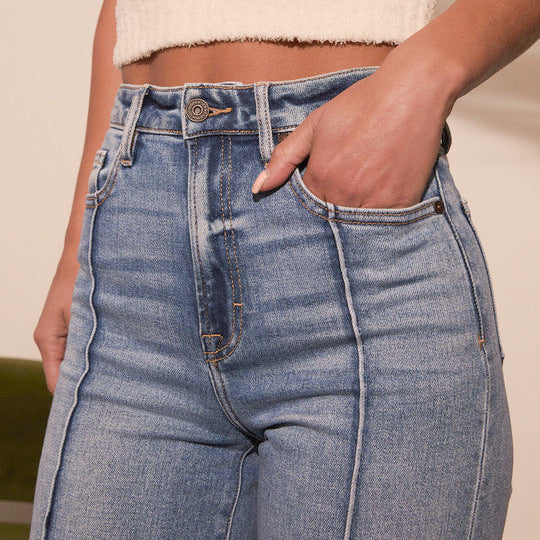 Ladies  Sexy Denim with Front Seam Boot Leg Jeans