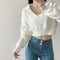 Spring Autumn Four-Color Loose Large Collared All Matching Sweater Women Loose Cropped Sweater Internet Celebrity Sweater Top