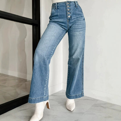 Light Wash Wide Leg Denim Retro Jeans Y2K