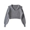 Spring Autumn Four-Color Loose Large Collared All Matching Sweater Women Loose Cropped Sweater Internet Celebrity Sweater Top