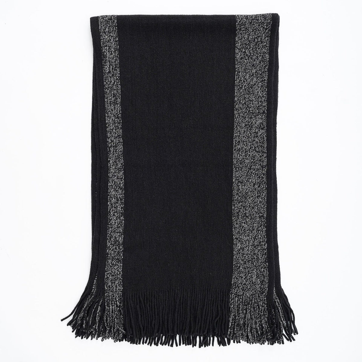 Two Tone Long Shawl with Fringe Detail