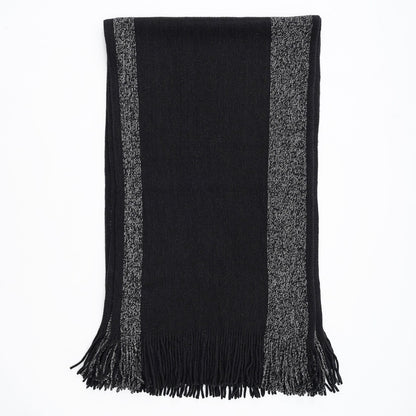 Two Tone Long Shawl with Fringe Detail