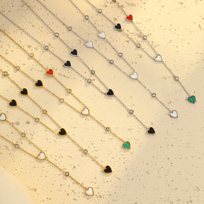 Light Luxury Minority Necklace High Grade Tassel Heart Clavicle Chain Heart Shaped Stainless Steel Necklace Neck Accessories Women