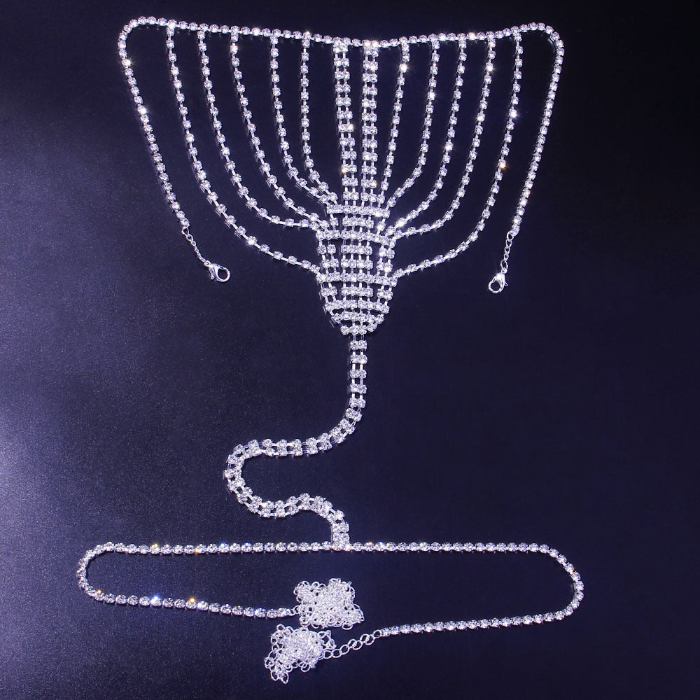 Sexy Rhinestones Body Cha Model Bikini Waist Chain Accessories Body Chain Accessories