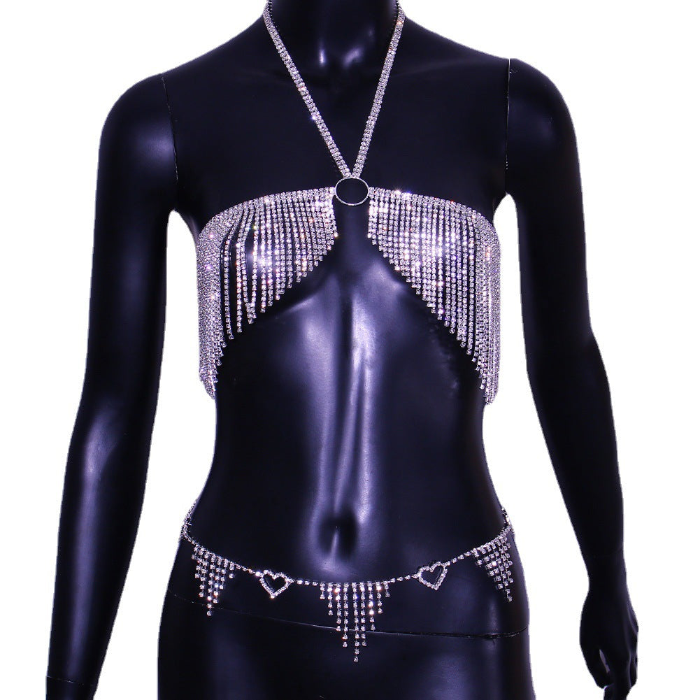 New Arrival Tassel Rhinestone Body Cha Fashion Love Waist Chain Popular Full Diamond Accessories Body Chain Accessories