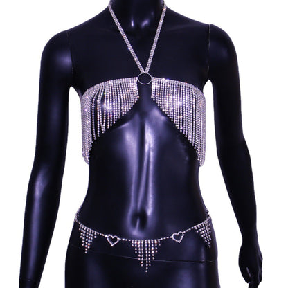 New Arrival Tassel Rhinestone Body Cha Fashion Love Waist Chain Popular Full Diamond Accessories Body Chain Accessories
