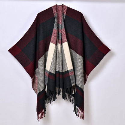 Tassel Wave Pattern Wide Horizontal Bar Wine Red