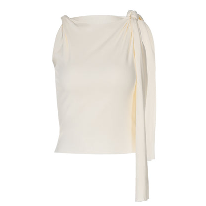 Ladies Off The Shoulder Knot Tie Sleeveless Top Y2K