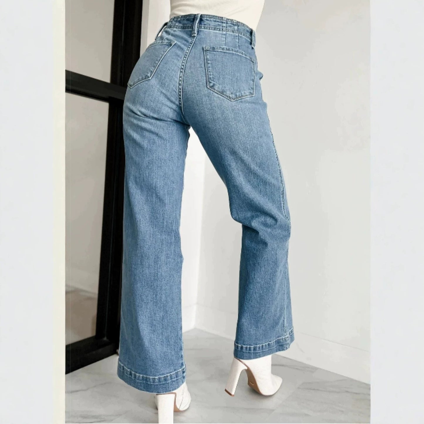 Light Wash Wide Leg Denim Retro Jeans Y2K