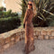 Leopard Sexy Sheer Deep V Plunge neck Slim Fit  Dress