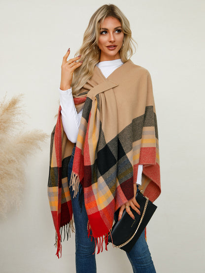 Autumn Winter High Grade Shawl Scarf Cashmere Knitted Cape Cloak Coat Women Clothing