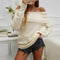 Autumn Winter Coat Women Clothing Casual Solid Color Pullover Off Shoulder Sweater