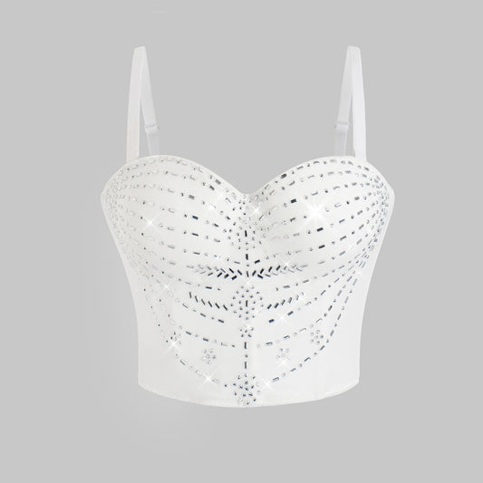 White Sexy Rhinestone Corset with Diamond Beaded  Accents